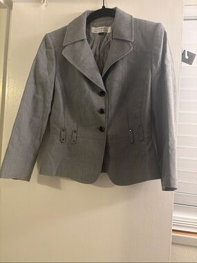 Tahari ASL Light Gray Tailored Women's Blazer Jacket